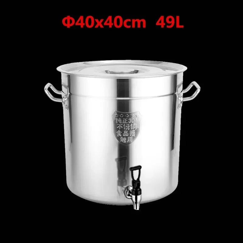 304 stainless steel pot faucet dispenser Large big capacity water storage bucket barrel soup bucket with lid soup pot cookware