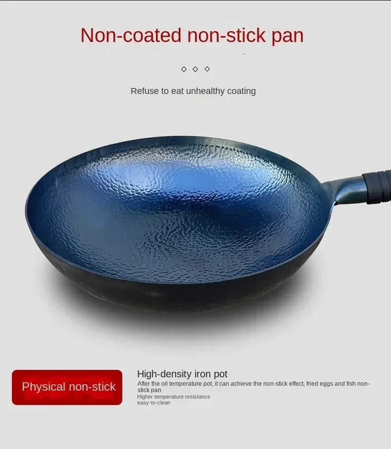 Zhangqiu Iron Pan Hand-Forged Household Wok Uncoated Scale Wok Non-Stick Pan Old Fashioned Wok Wholesale