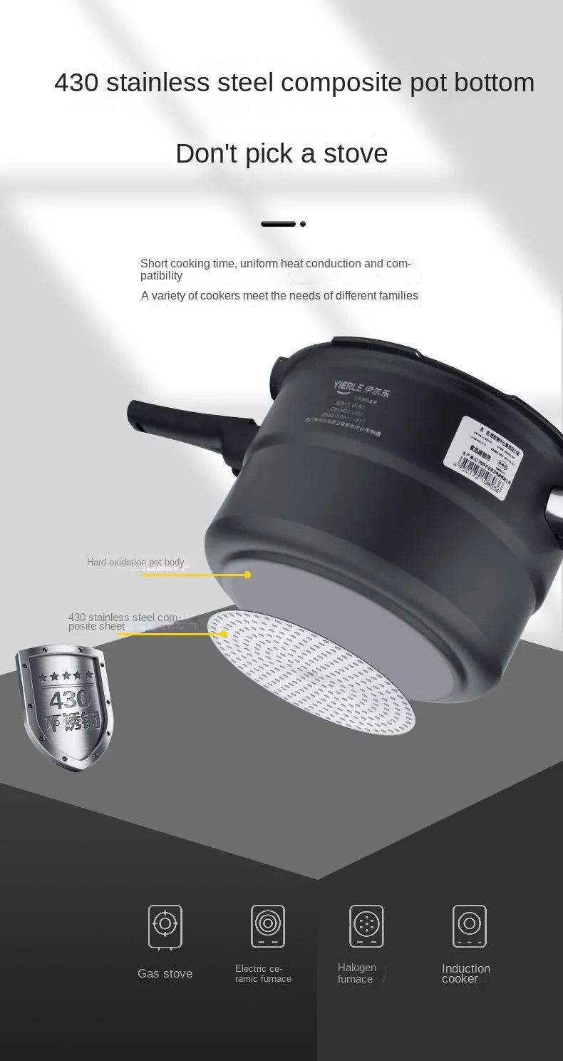 Ultra-Durable Stainless Steel Pressure Cooker for Gas and Induction Stoves with Non-Stick Coating and Safety Features
