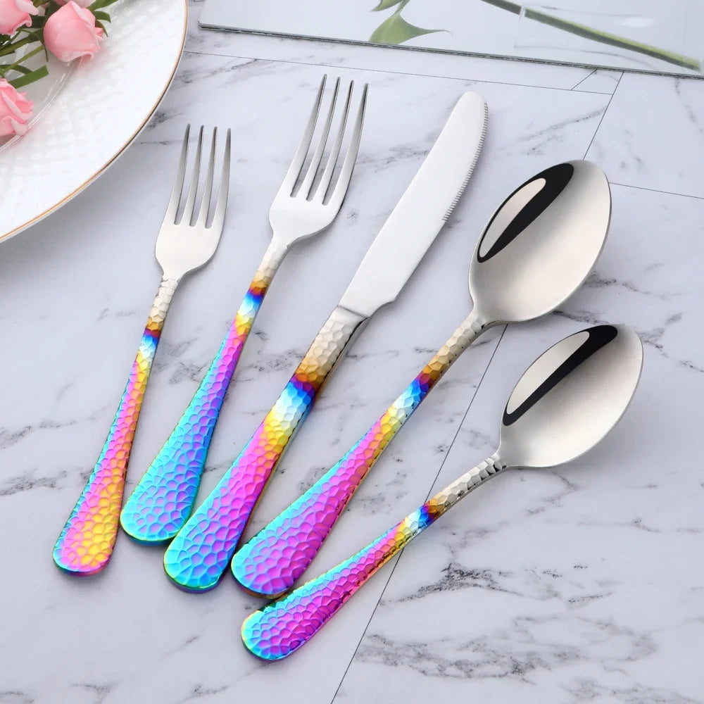 Buyer Star 5-45PCS Dream Color Flatware Gold Black Dinner Tableware Silverware Dinner Fork Spoon Knife Cutlery Set Drop Shipping