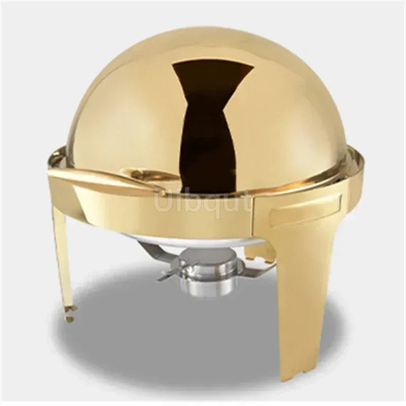 6L9L ellipse Food Warmer Stove Round Flip-Top Visual Buffet Stove Restaurant Stainless Steel Self-Service Tableware chafing dish