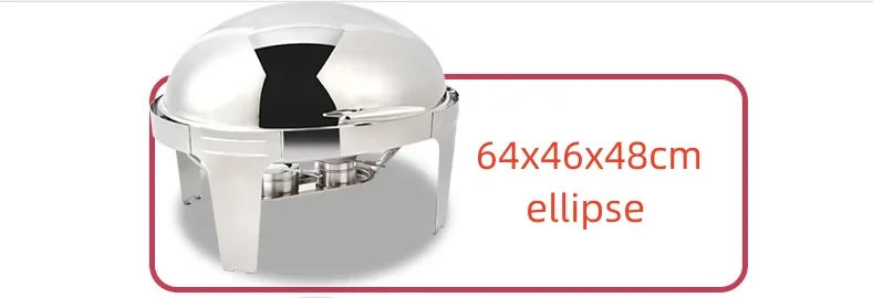 6L9L ellipse Food Warmer Stove Round Flip-Top Visual Buffet Stove Restaurant Stainless Steel Self-Service Tableware chafing dish