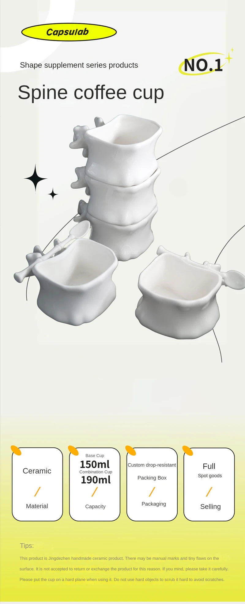 TingKe-Nordic Ins Style Creative Spine Shape Combination Ceramic Coffee Cup, Water Cup, Funny Orthopedic Doctor Gift, Bone Mug