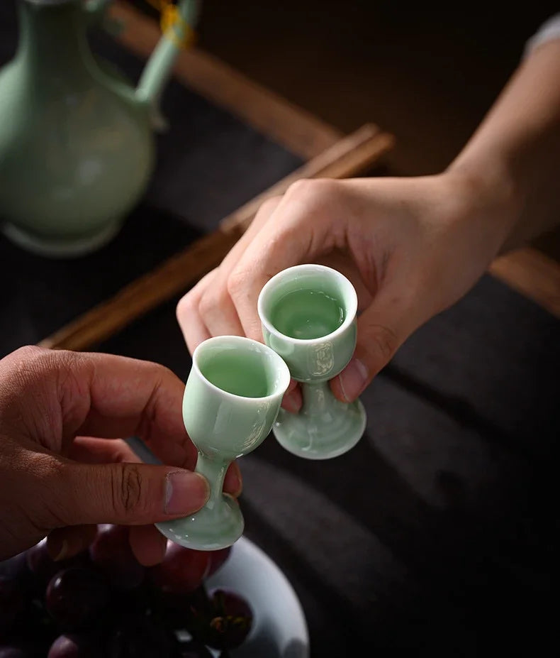 Chinese style wine divider ceramic retro wine jug 20ml goblet antique invitation wine jug set gift box set