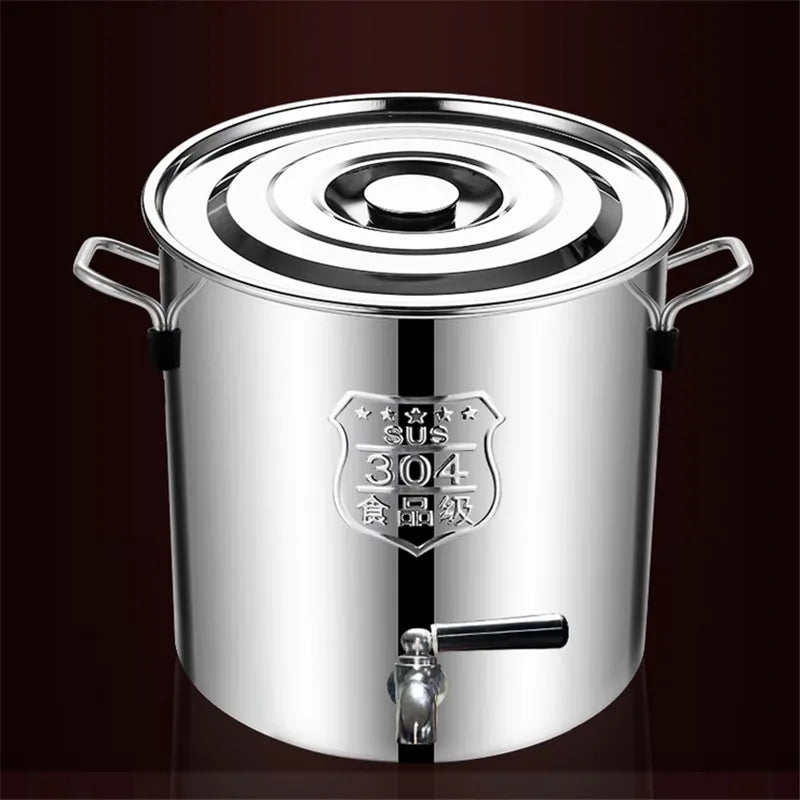 304 stainless steel pot faucet dispenser Large big capacity water storage bucket barrel soup bucket with lid soup pot cookware