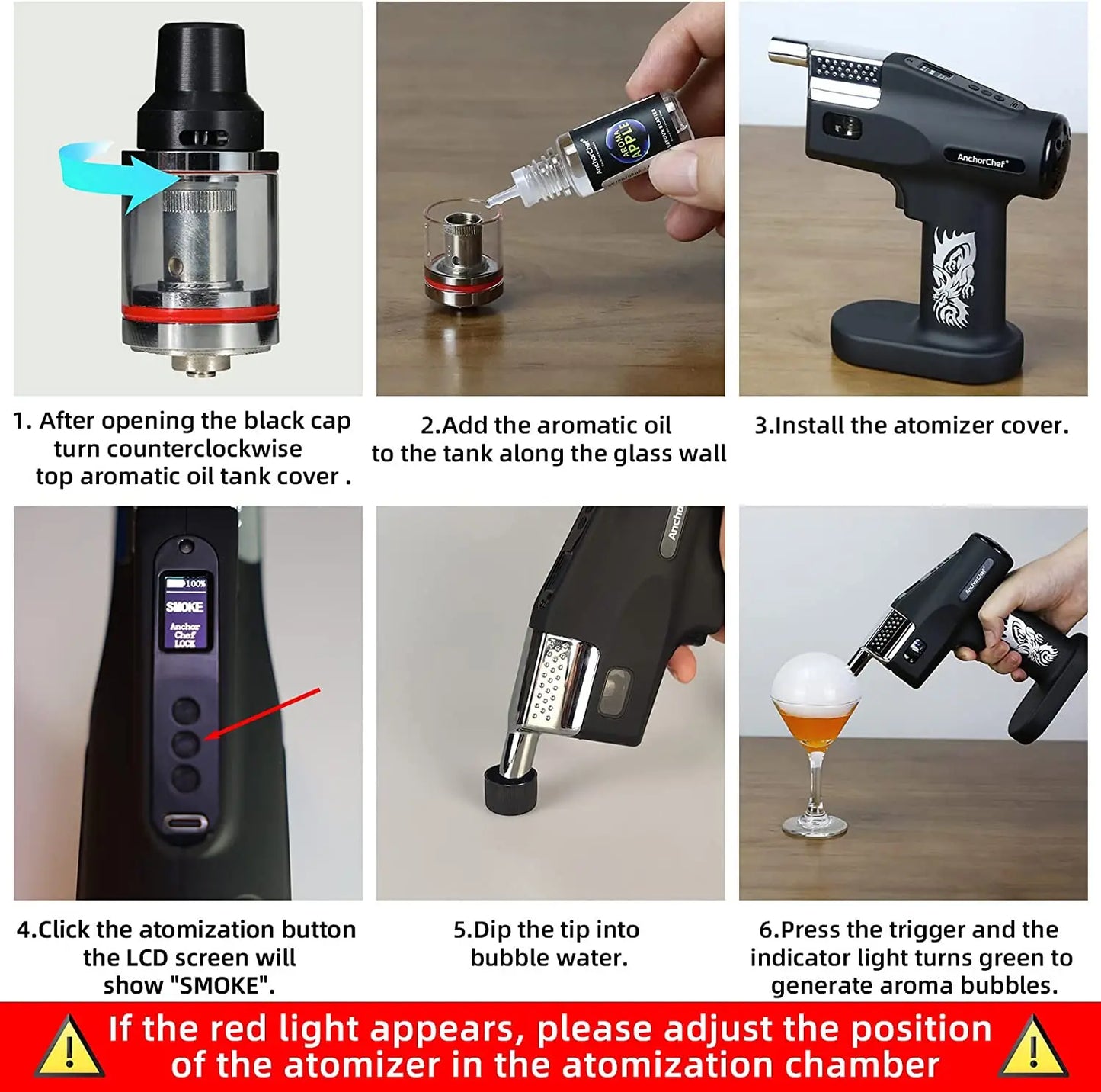 Cocktail Bubble Maker Kit, Cocktail Gun Bubble Portable Handheld Cold Smoking Smoker, Cocktail Vapour Aroma Kit with Accessories