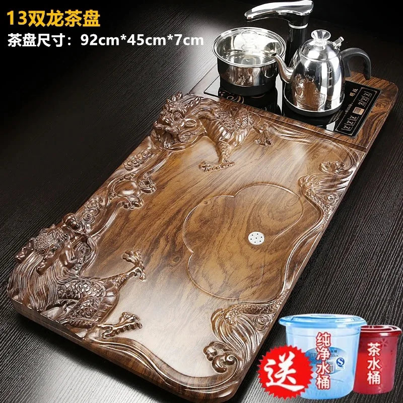 Solid Wood Tea Tray Purple Sand Kung Fu Tea Set Home Induction Cooker Drinkware Tazas De Te Coffeeware Teawar