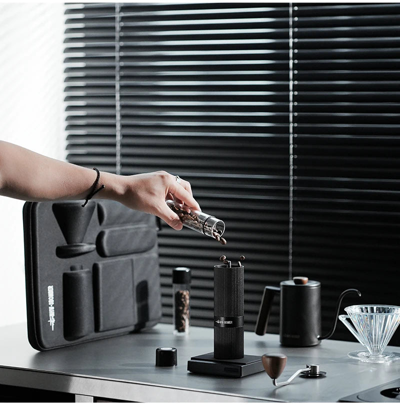 MHW-3BOMBER Pour Over Coffee Kits with Dripper Coffee Pot Coffee Grinder Scale Portable Handbag Outdoor Barista Christmas Gifts