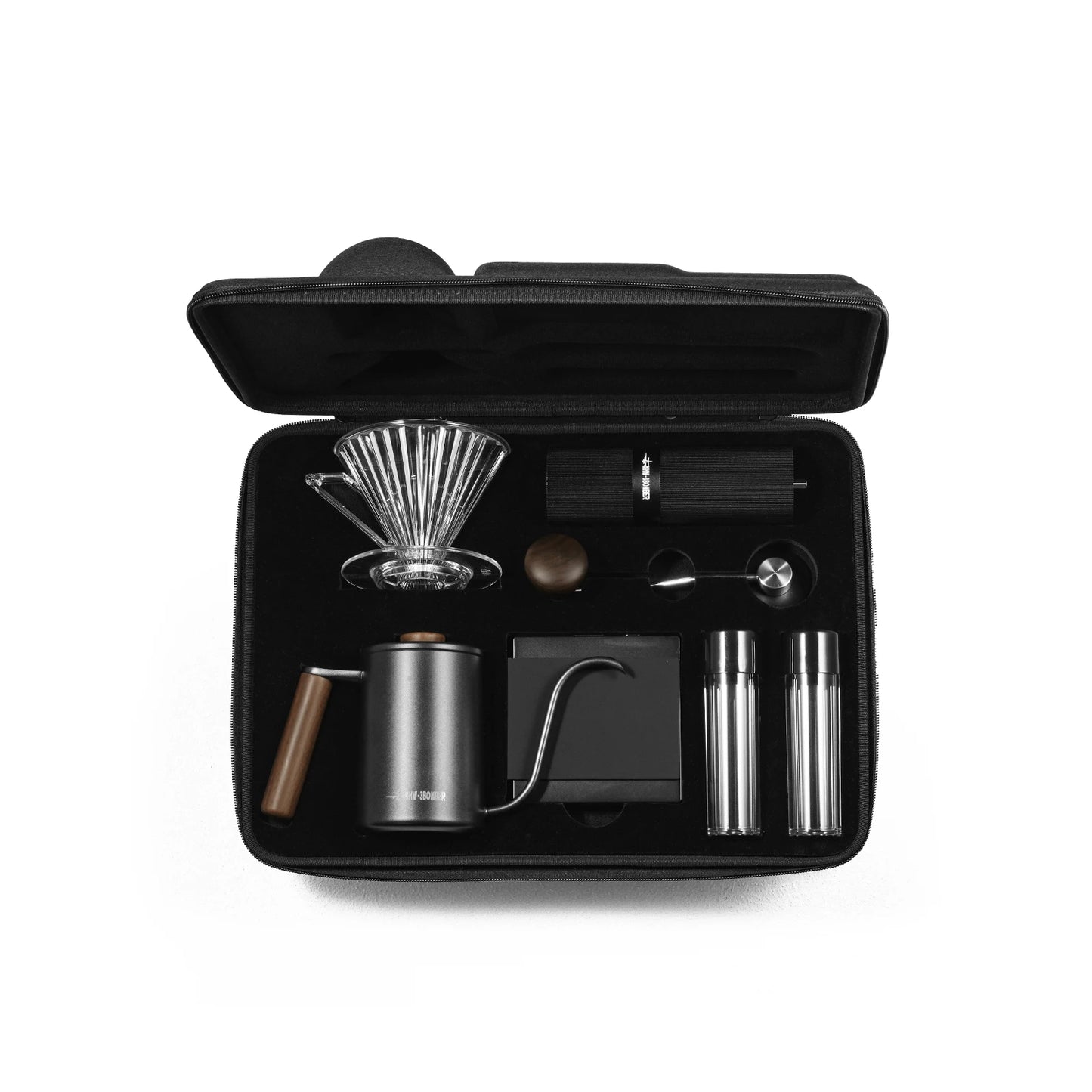 MHW-3BOMBER Pour Over Coffee Kits with Dripper Coffee Pot Coffee Grinder Scale Portable Handbag Outdoor Barista Christmas Gifts