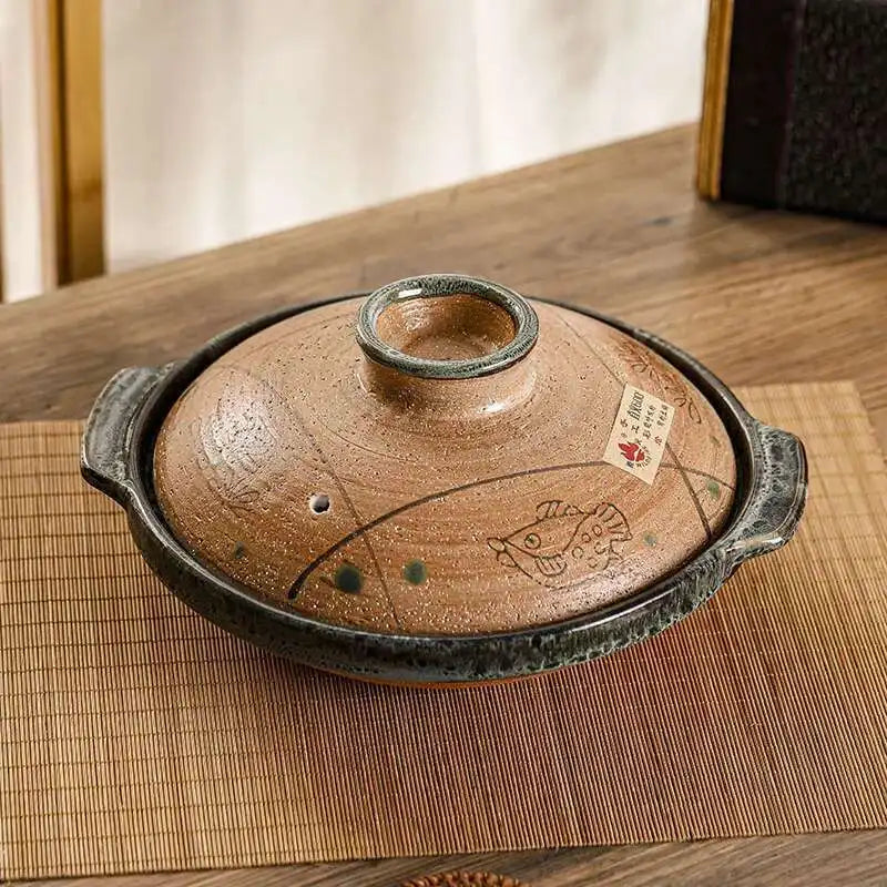 Japanese Clay Casserole Stew Pot Domestic Gas Casserole Soup Pot Open Fire Shallow Pot Ceramic Rice Cooking Pan For Gas Stove