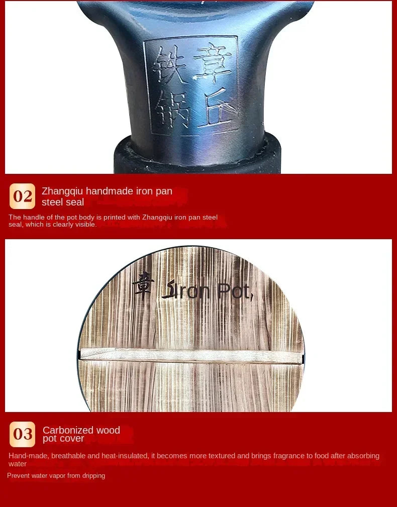 Zhangqiu Iron Pan Hand-Forged Household Wok Uncoated Scale Wok Non-Stick Pan Old Fashioned Wok Wholesale