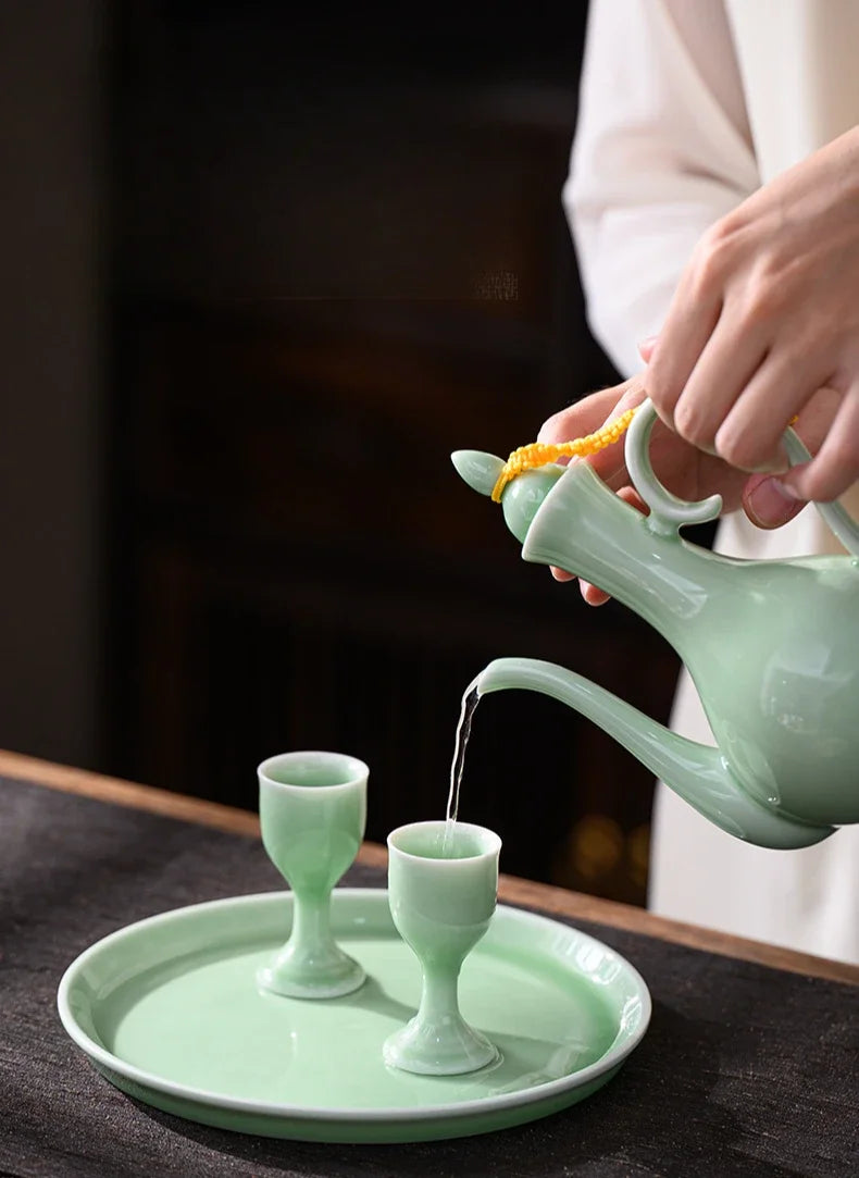 Chinese style wine divider ceramic retro wine jug 20ml goblet antique invitation wine jug set gift box set