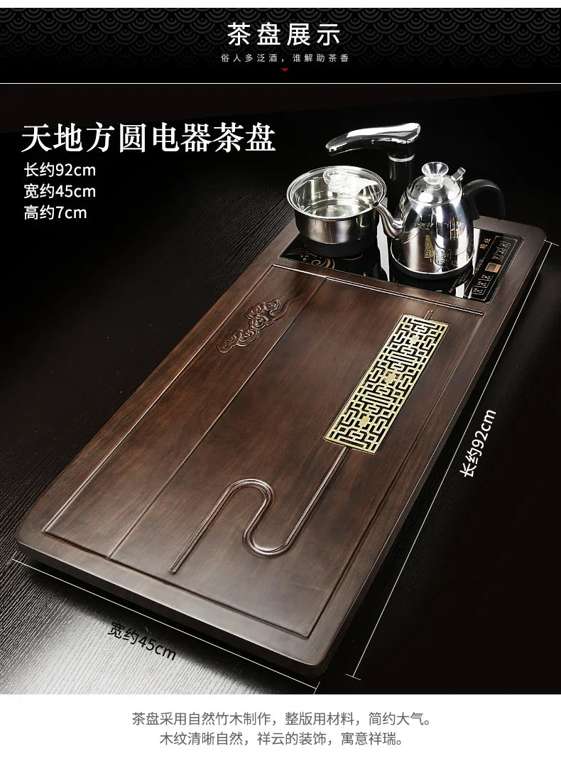 Solid Wood Tea Tray Purple Sand Kung Fu Tea Set Home Induction Cooker Drinkware Tazas De Te Coffeeware Teawar