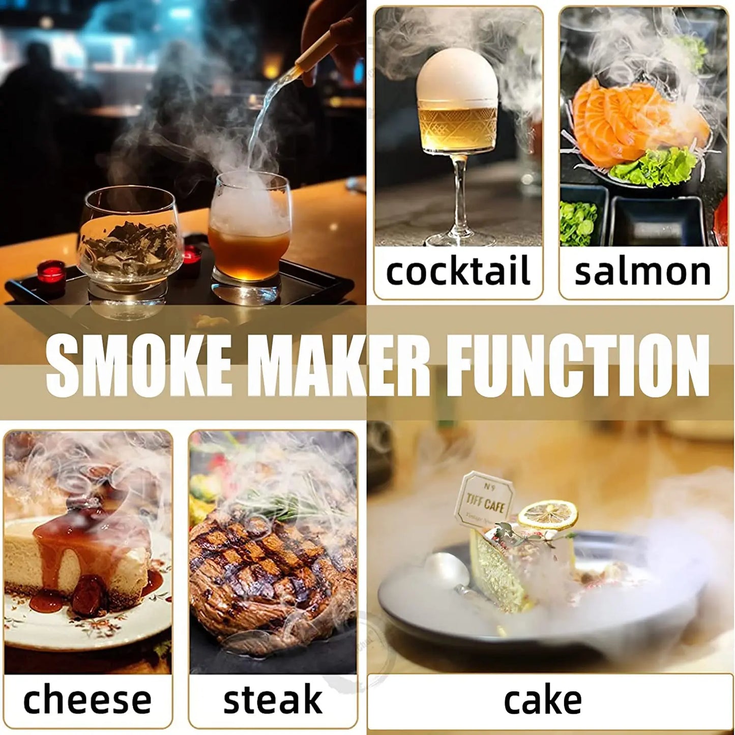 Cocktail Smoke Gun, Vapour Blaster Cocktail Bubble Smoke Gun with 5-Flavour Aroma Liquid and Edible Bubble for Food and Drink