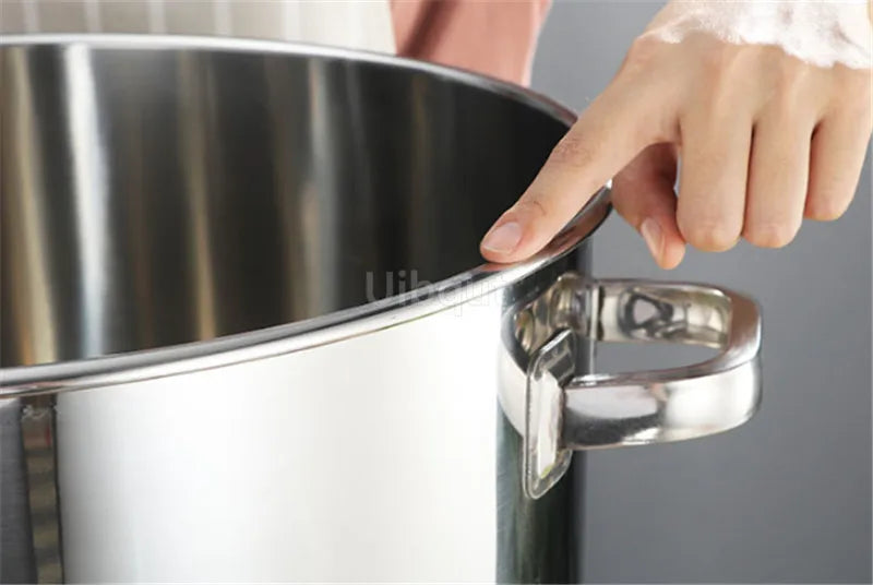 large Stainless steel thick Soup pot with handle lid big pot bucket pail water barrel household chef used kitchen cooking pots