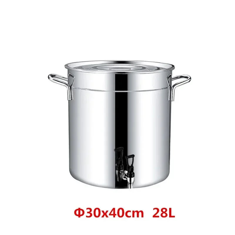 304 stainless steel pot faucet dispenser Large big capacity water storage bucket barrel soup bucket with lid soup pot cookware