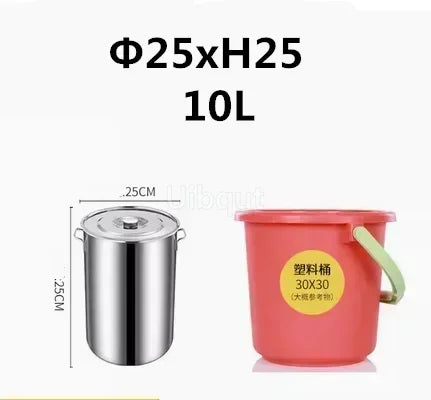 large Stainless steel thick Soup pot with handle lid big pot bucket pail water barrel household chef used kitchen cooking pots