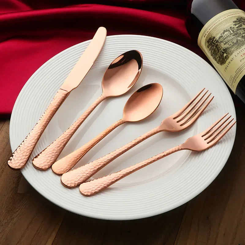 Buyer Star 5-45PCS Dream Color Flatware Gold Black Dinner Tableware Silverware Dinner Fork Spoon Knife Cutlery Set Drop Shipping