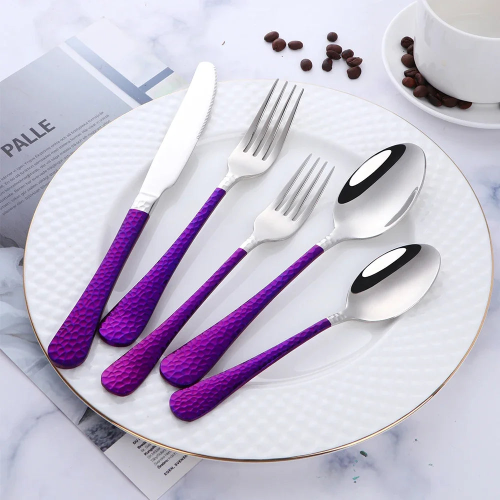 Buyer Star 5-45PCS Dream Color Flatware Gold Black Dinner Tableware Silverware Dinner Fork Spoon Knife Cutlery Set Drop Shipping