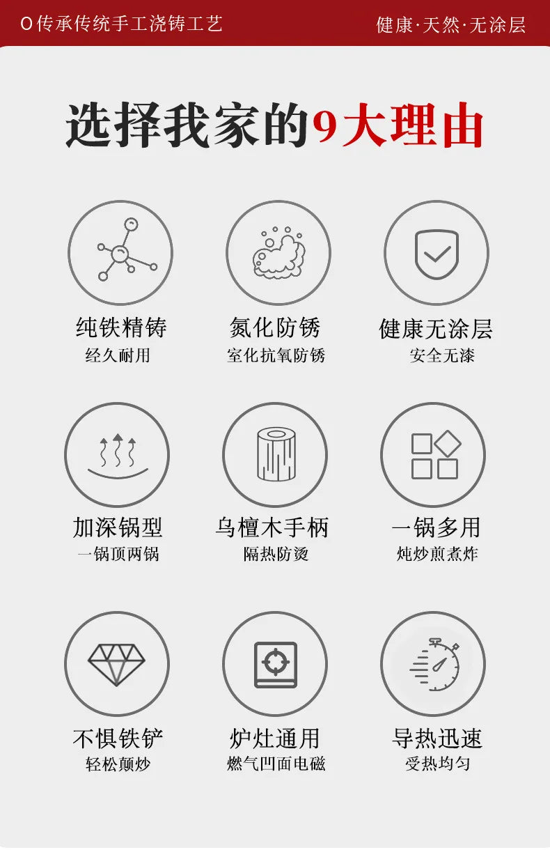 Luchuan iron pan second generation extra large wok household round bottom uncoated non-stick pan raw iron pan binaural