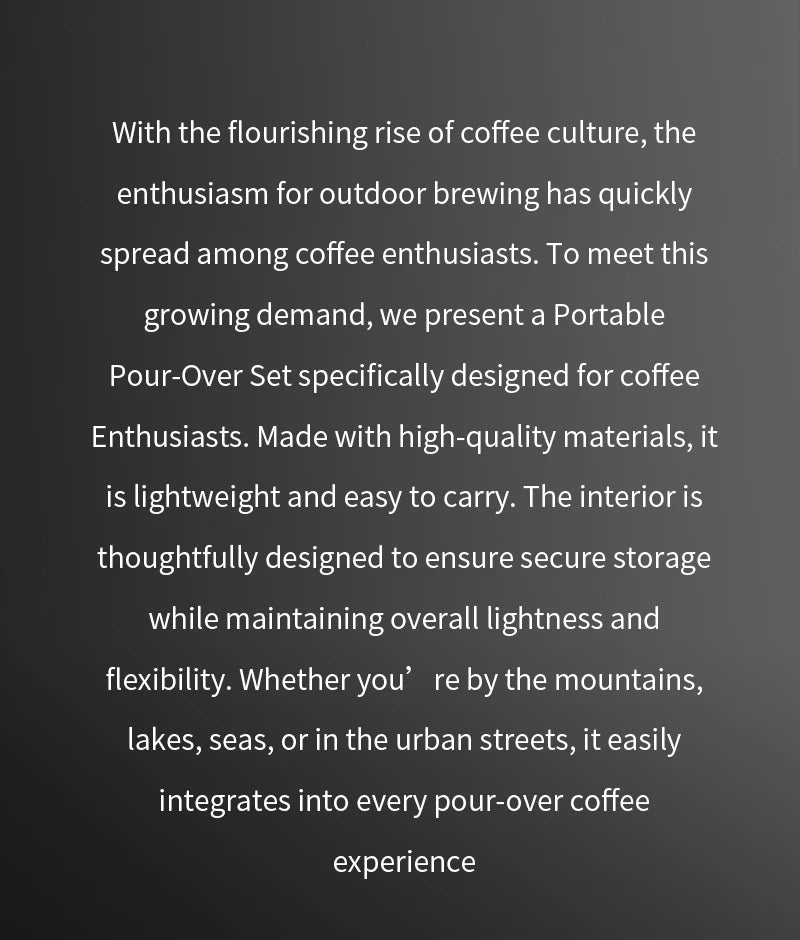 MHW-3BOMBER Pour Over Coffee Kits with Dripper Coffee Pot Coffee Grinder Scale Portable Handbag Outdoor Barista Christmas Gifts