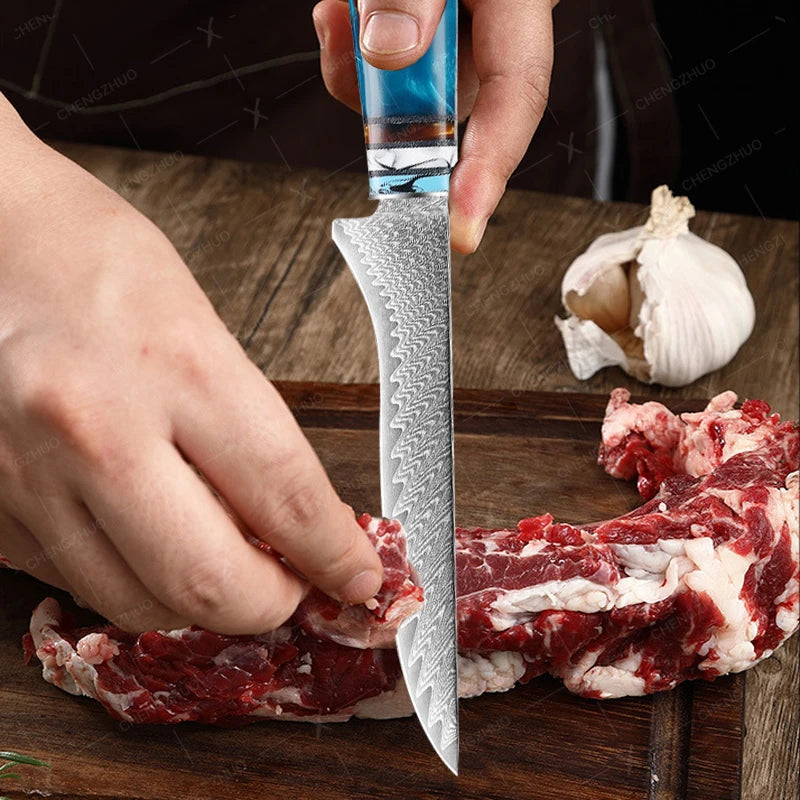 1-10pcs Japanese Santoku Knife Sharp Meat Cleaver Damascus Kitchen Knives Set Meat Cutting Chef Knife Fruit Knife Cooking Tools