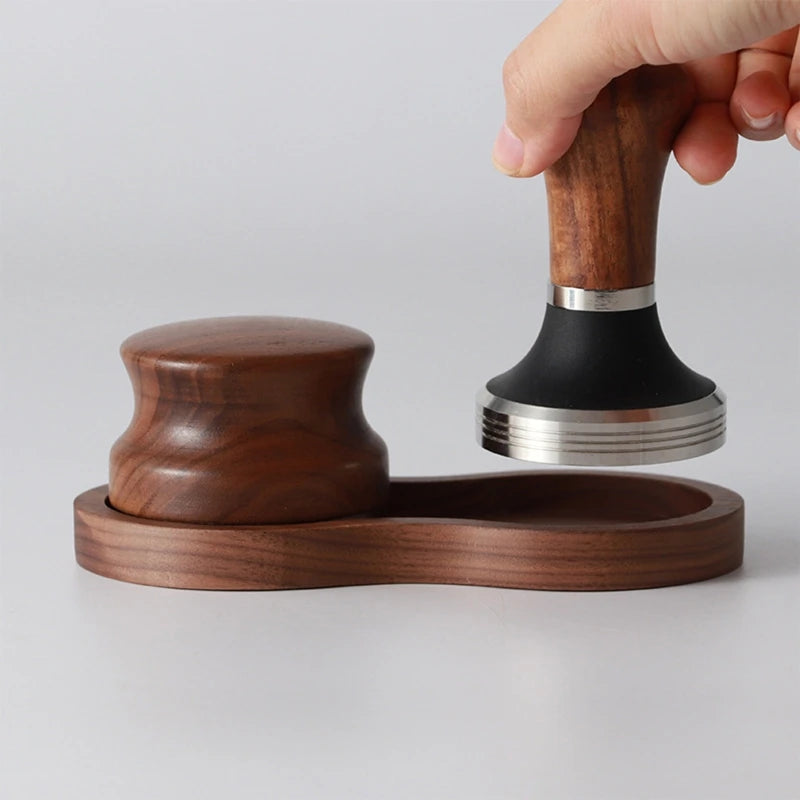 51mm/53mm/58mm Coffee Tamper Holder Filter Stand Walnut Espresso Distributor Mat Rack Coffee Maker Tool Accessories