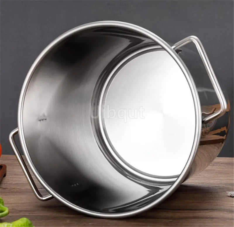 large Stainless steel thick Soup pot with handle lid big pot bucket pail water barrel household chef used kitchen cooking pots