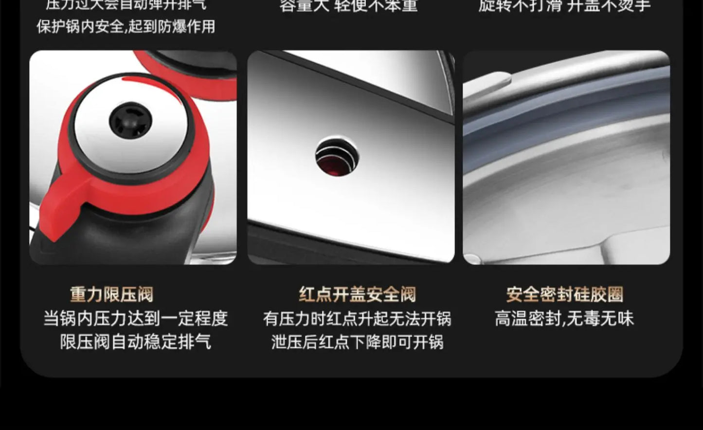 Thickened Pressure Cooker for Home Use, 316 Stainless Steel, Anti-Explosion, Gas and Induction Cookers Compatible