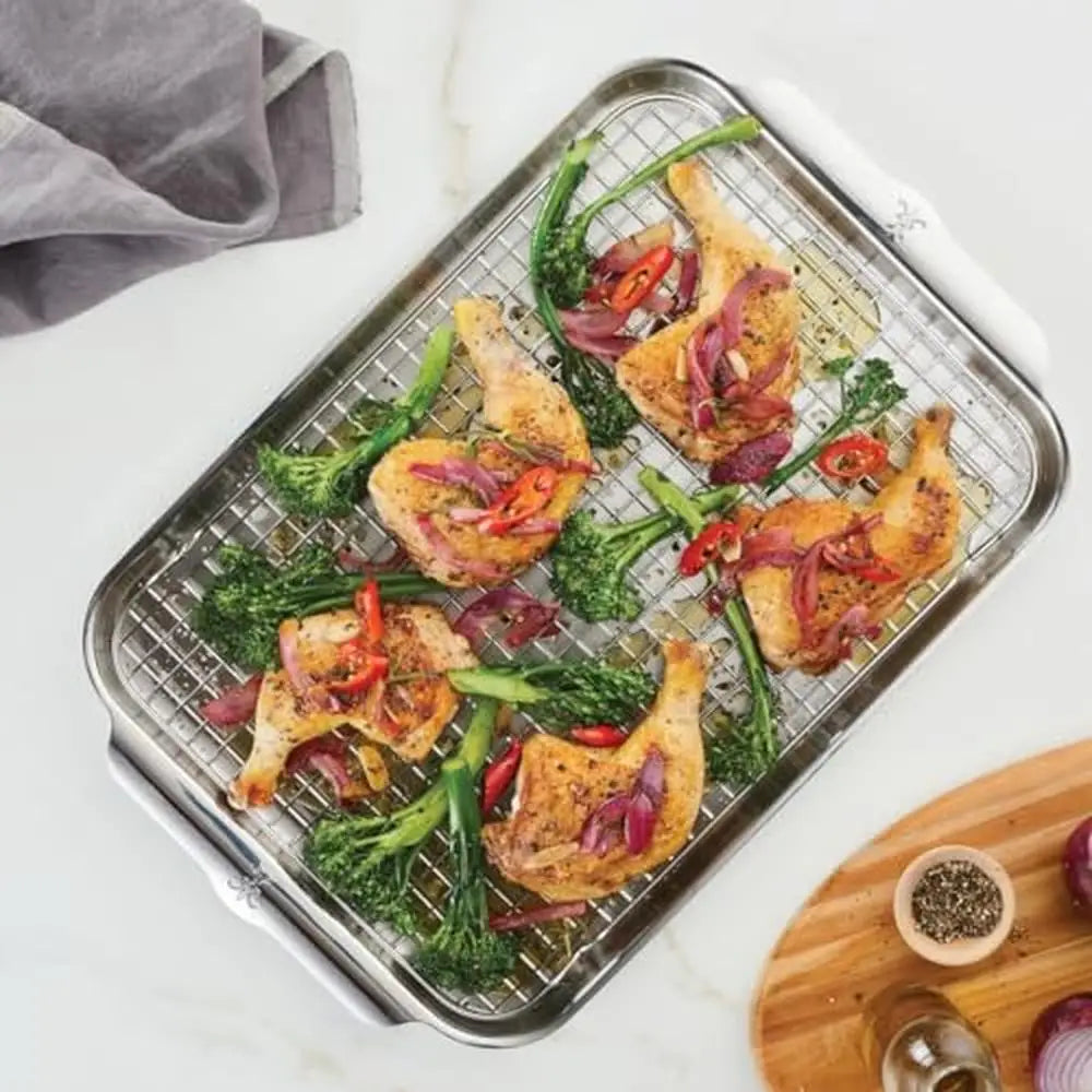 Stainless Steel Baking Sheet Set 5-Piece Ovenware Collection Triple-Bonded Aluminum Core Brushed Surface Warp-Resistant 18"x13"