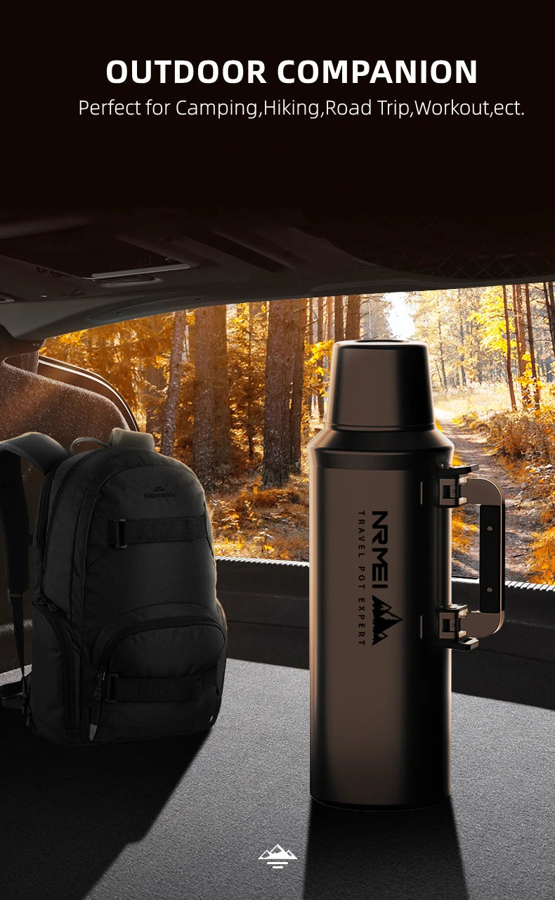 Stainless Steel Thermos Bottle, Vacuum Flask, Large Capacity, Outdoor Portable Thermal Jug, Insulated Water Bottle, 3.0L, 4.0L