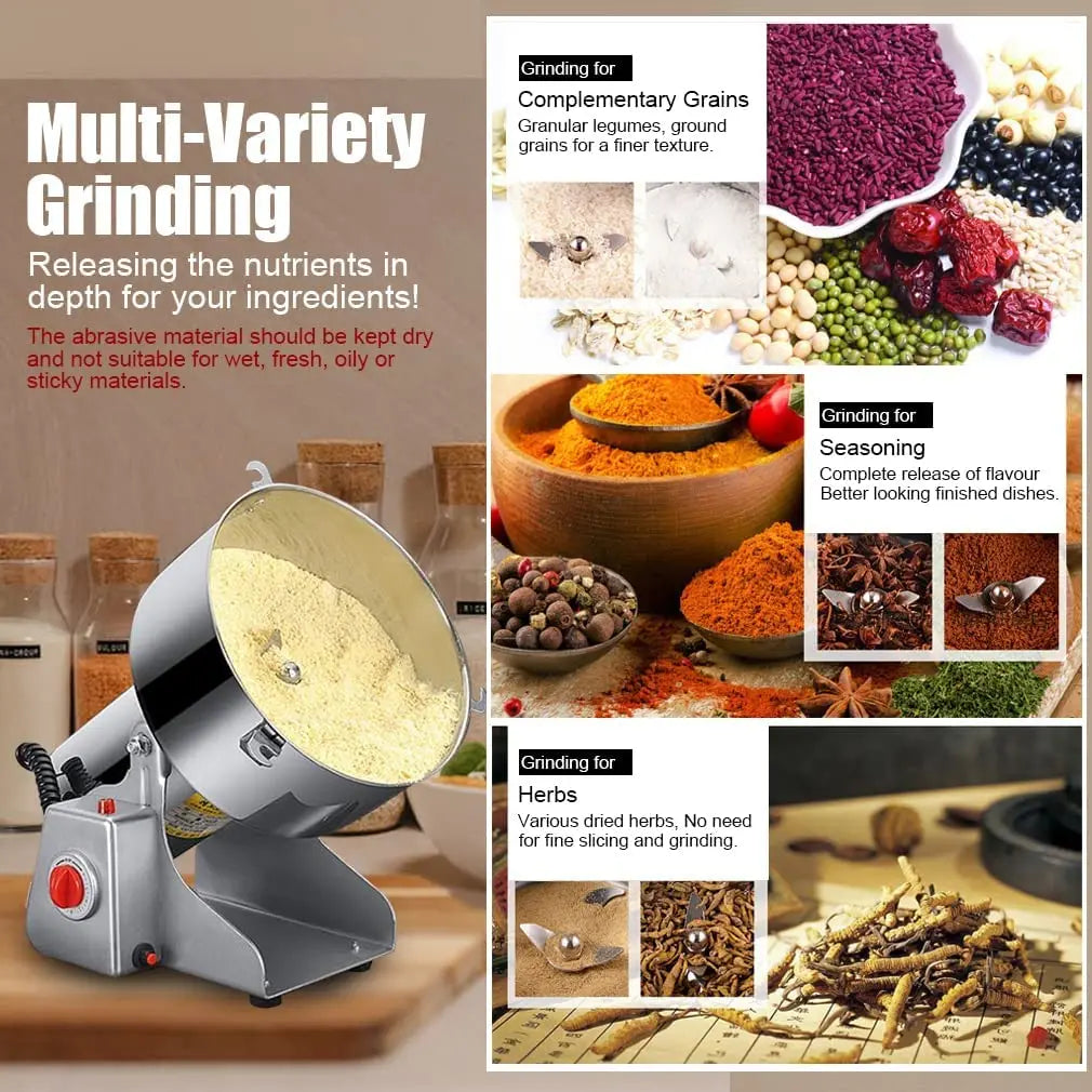 Electric Grain Grinder Mill High-speed Spice Corn Mill Commercial Powder Machine for Dry Cereals Grain Spice Coffee Herb Bean