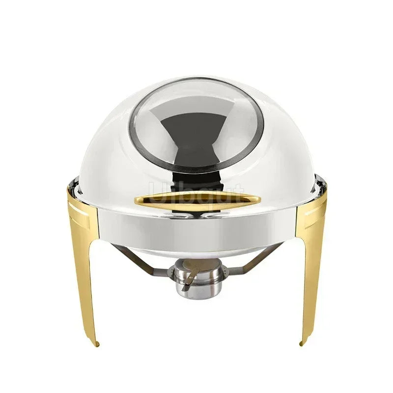 6L9L ellipse Food Warmer Stove Round Flip-Top Visual Buffet Stove Restaurant Stainless Steel Self-Service Tableware chafing dish