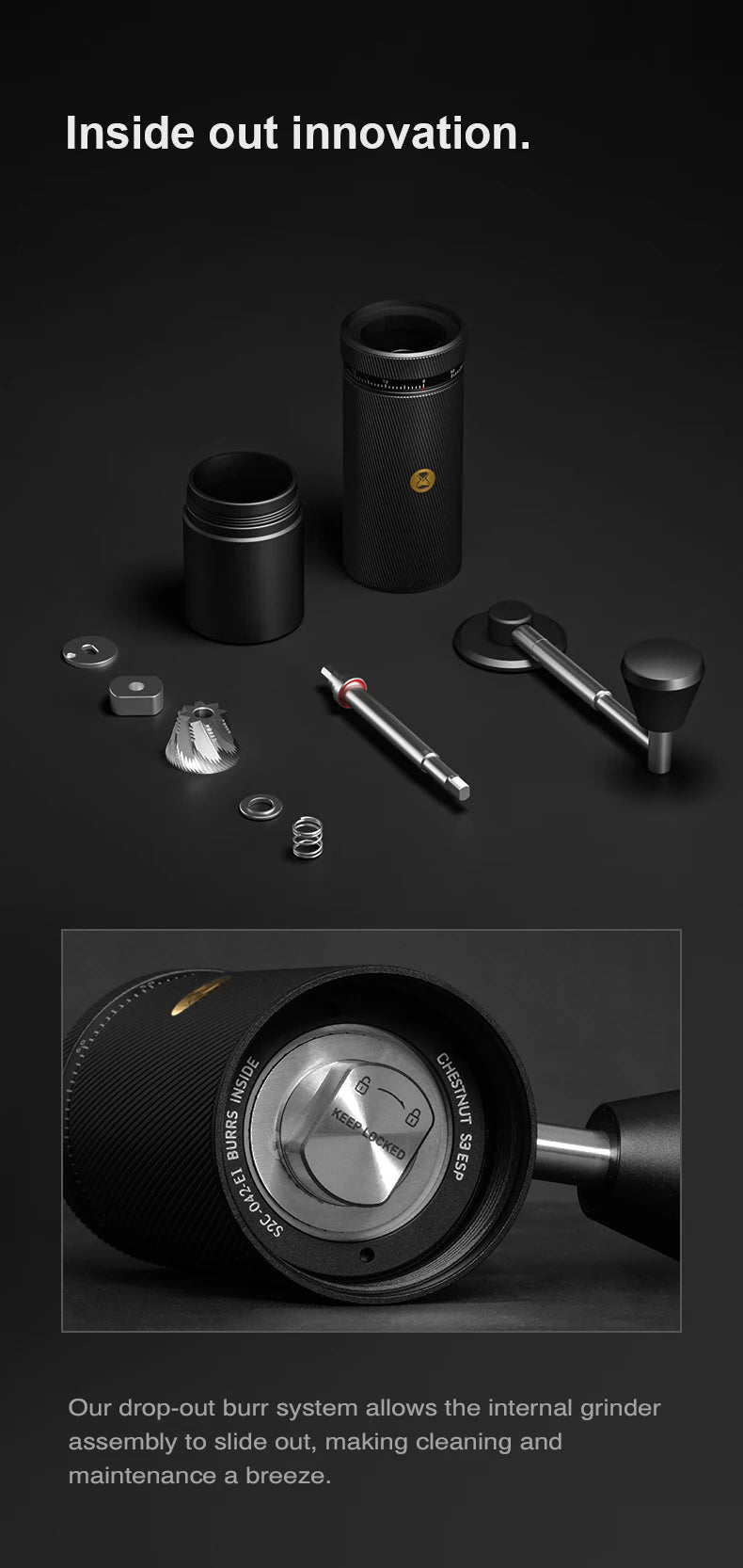 TIMEMORE S3 ESP Manual Coffee Grinder External Adjustment SUS420-EI Grinding Burr Hand Brewed Coffee Mill