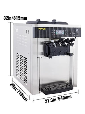 VEVOR Soft Ice Cream Machines 18-28L/H Commercial Sorbet Coolers Tricolor Desktop Sweet Cone Freezing Equipment Vending Machine