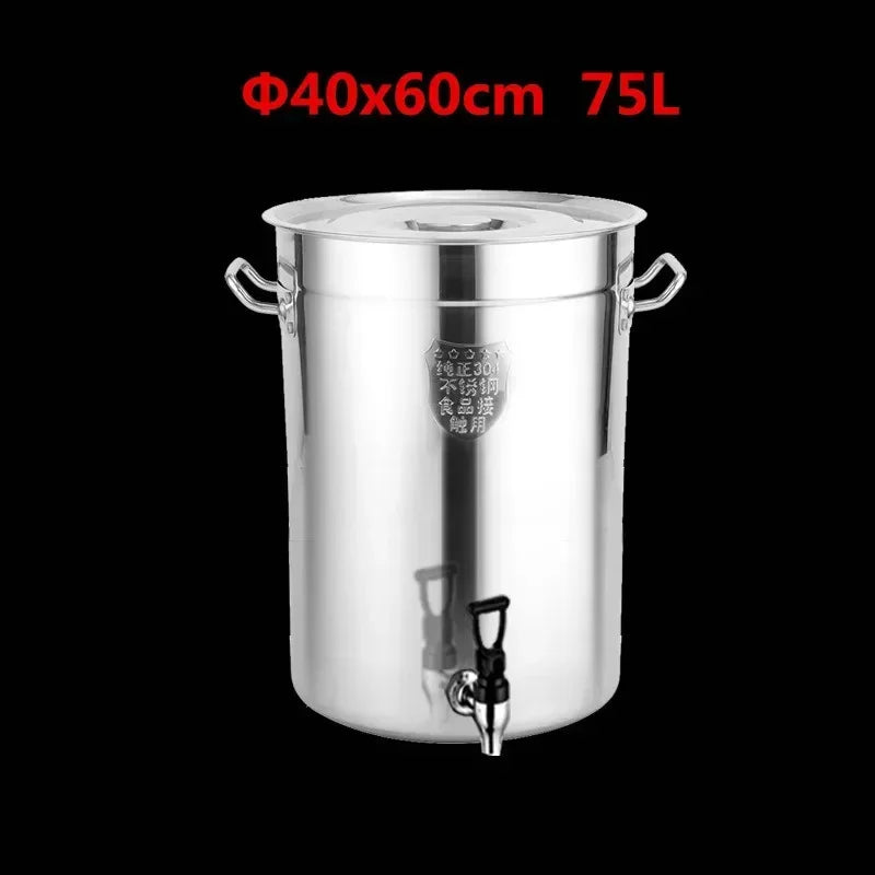 304 stainless steel pot faucet dispenser Large big capacity water storage bucket barrel soup bucket with lid soup pot cookware