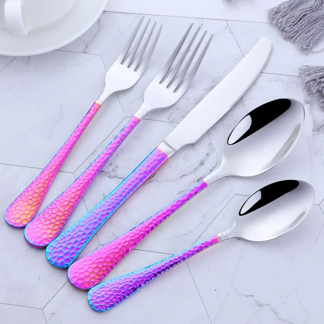 Buyer Star 5-45PCS Dream Color Flatware Gold Black Dinner Tableware Silverware Dinner Fork Spoon Knife Cutlery Set Drop Shipping