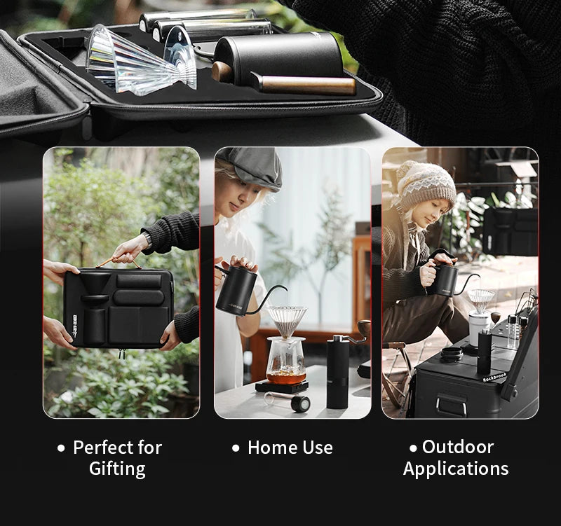 MHW-3BOMBER Pour Over Coffee Kits with Dripper Coffee Pot Coffee Grinder Scale Portable Handbag Outdoor Barista Christmas Gifts