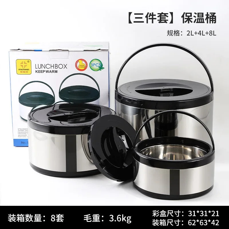 Large Capacity Commercial Portable Insulated Pot with Rice and Household Three Piece Set Insulated Bucket