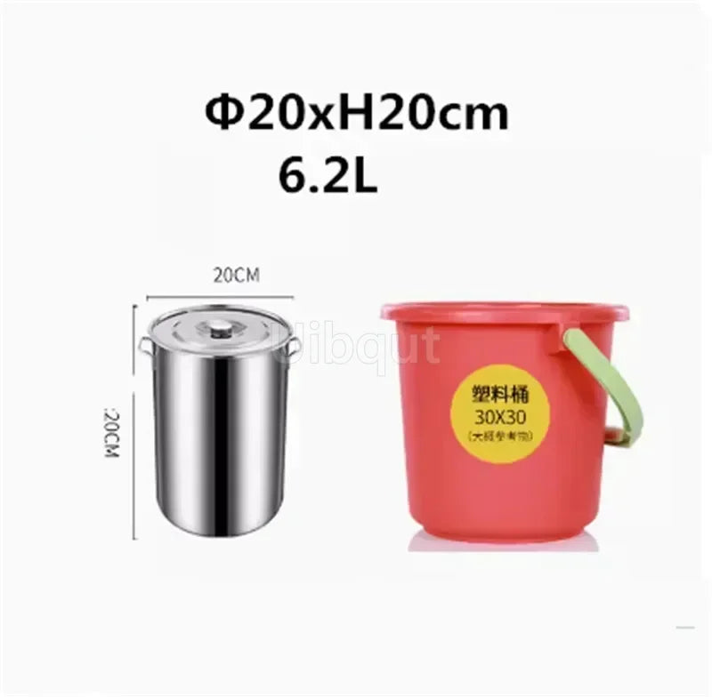 large Stainless steel thick Soup pot with handle lid big pot bucket pail water barrel household chef used kitchen cooking pots