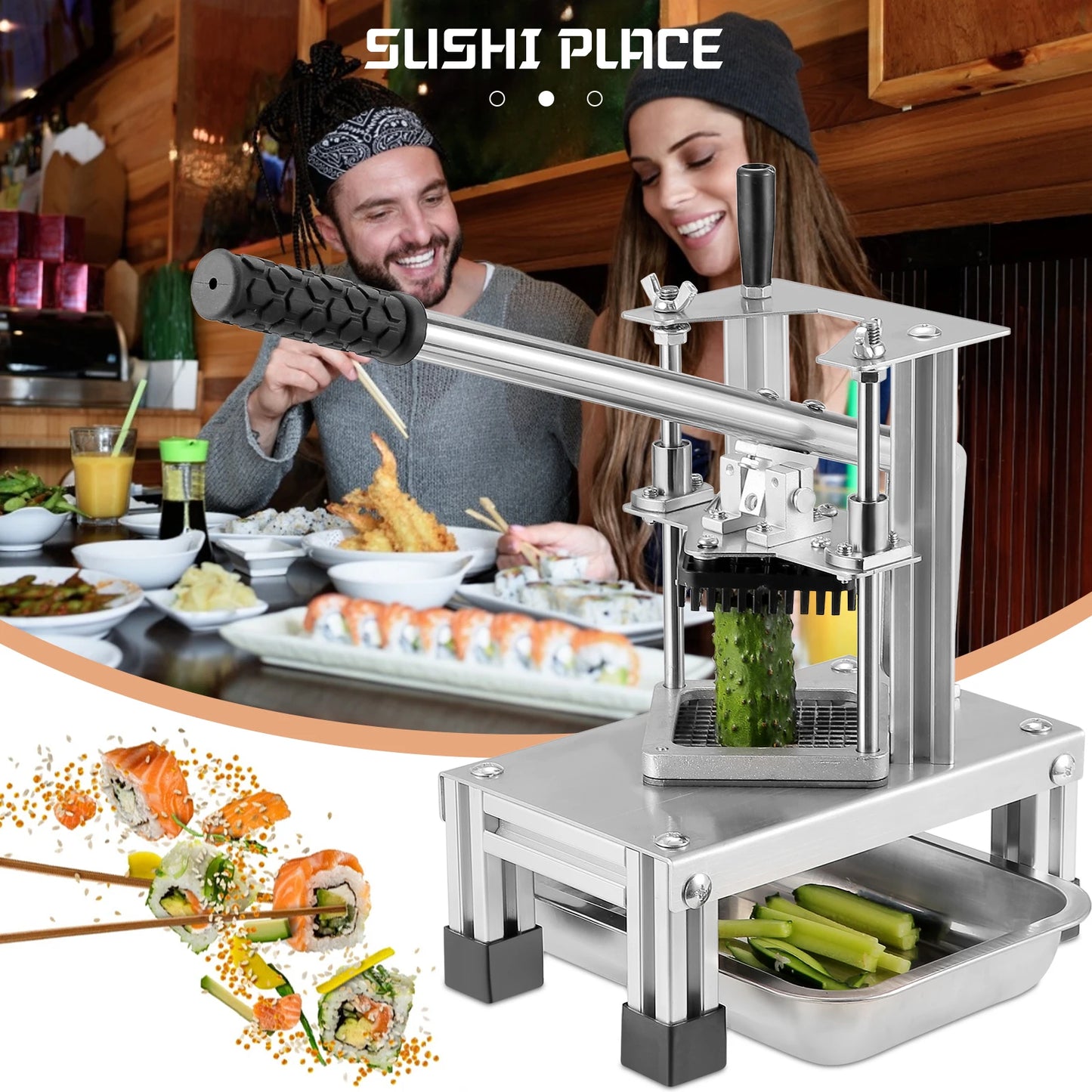 Commercial Potato Chipper Professional Potato Cutter Stainless Steel With 1/4 3/8 1/2-Inch Blade For Potatoes Carrots Cucumbers