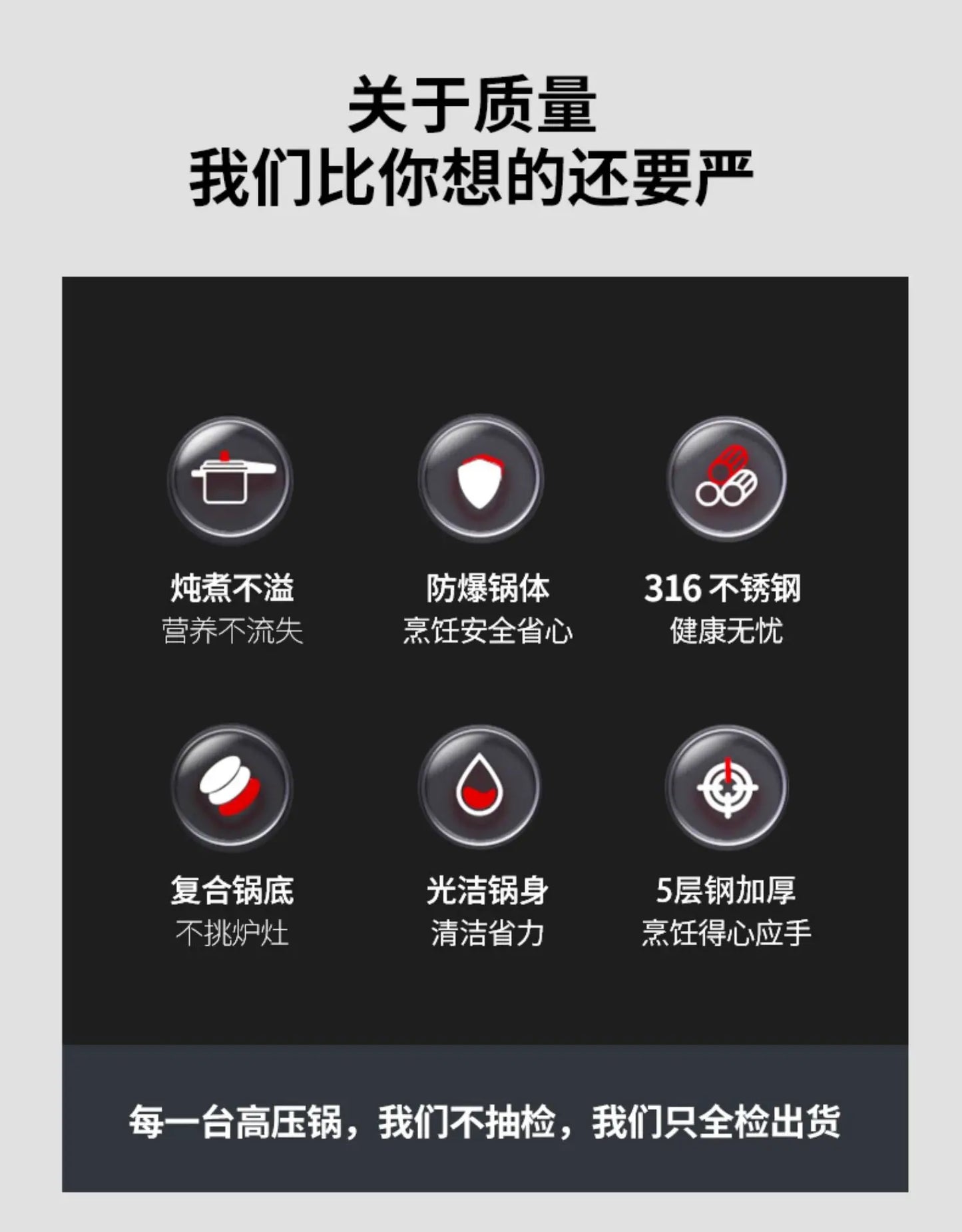 Thickened Pressure Cooker for Home Use, 316 Stainless Steel, Anti-Explosion, Gas and Induction Cookers Compatible