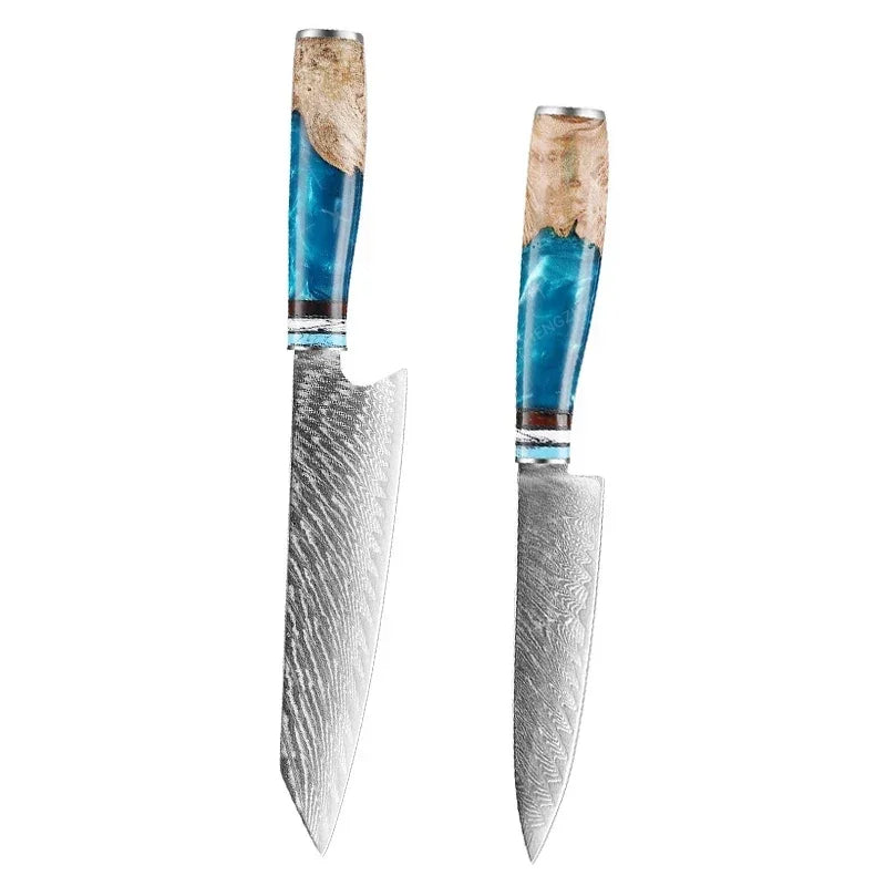 1-10pcs Japanese Santoku Knife Sharp Meat Cleaver Damascus Kitchen Knives Set Meat Cutting Chef Knife Fruit Knife Cooking Tools