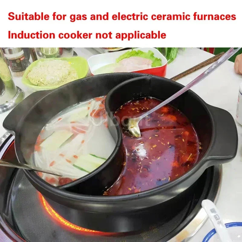 High temperature resistant ceramic casserole two-flavor hot pot Commercial electric ceramic stove hot pot Stew pot Casserole