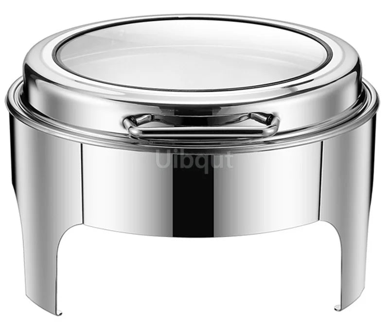 6L9L ellipse Food Warmer Stove Round Flip-Top Visual Buffet Stove Restaurant Stainless Steel Self-Service Tableware chafing dish
