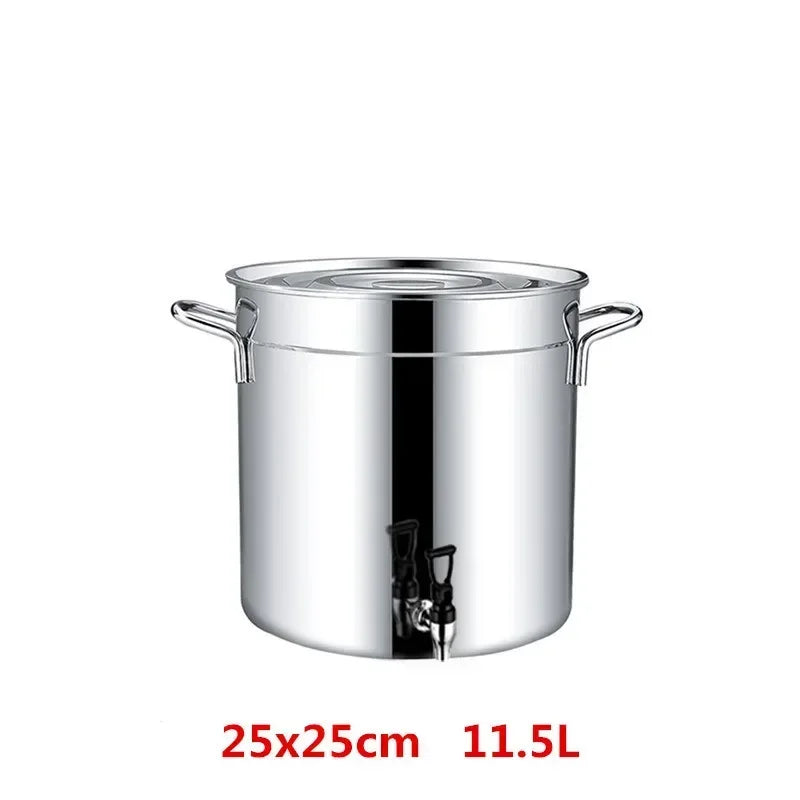 304 stainless steel pot faucet dispenser Large big capacity water storage bucket barrel soup bucket with lid soup pot cookware