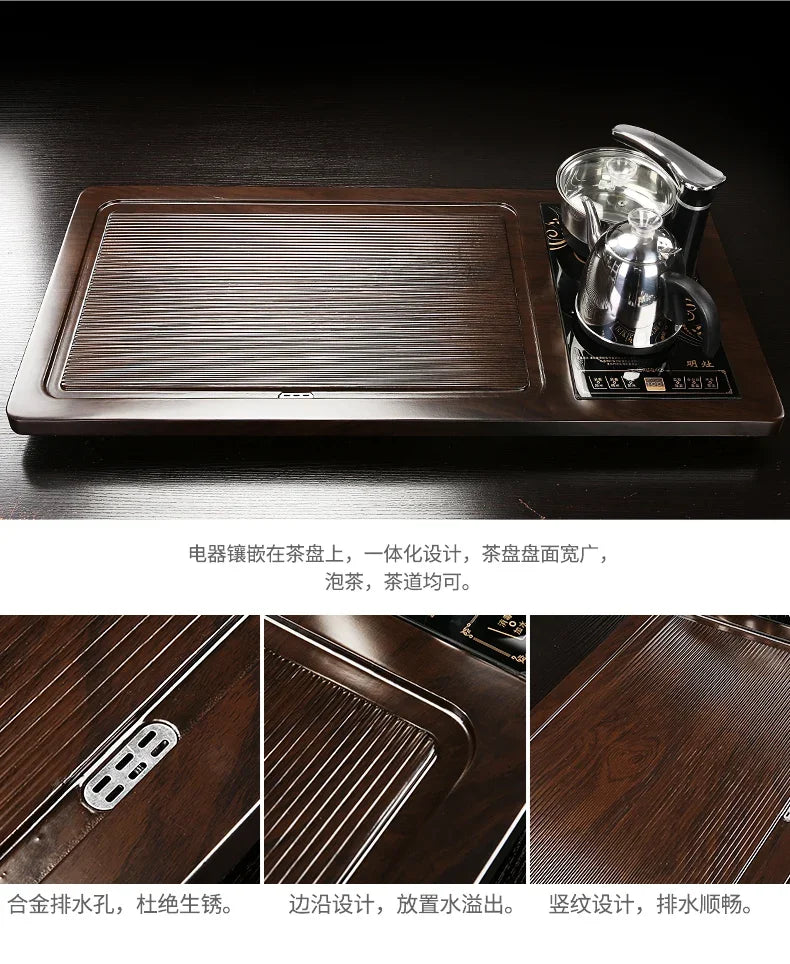 Solid Wood Tea Tray Purple Sand Kung Fu Tea Set Home Induction Cooker Drinkware Tazas De Te Coffeeware Teawar