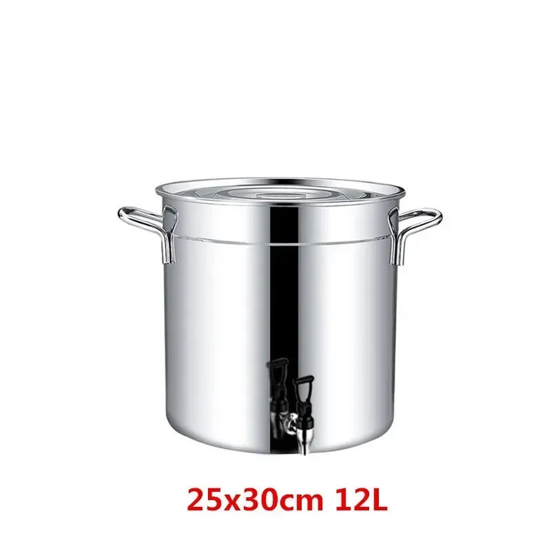 304 stainless steel pot faucet dispenser Large big capacity water storage bucket barrel soup bucket with lid soup pot cookware