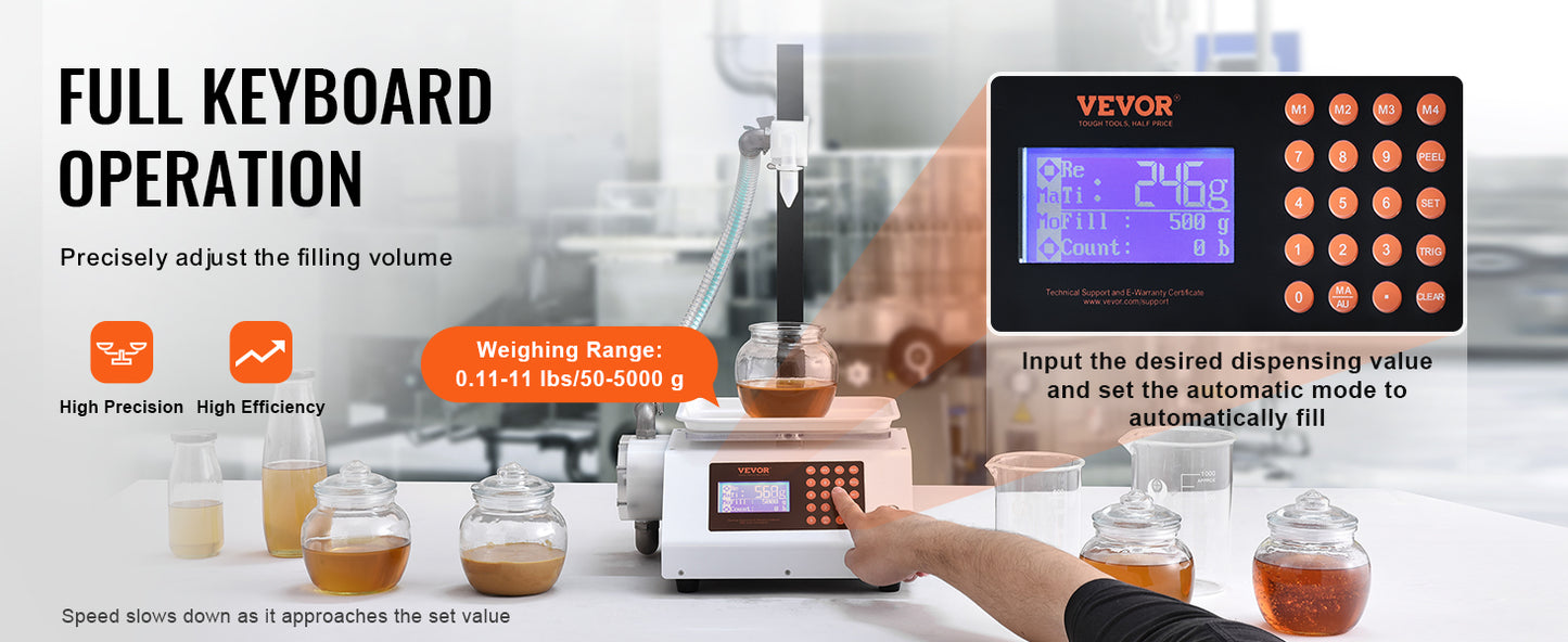 SucceBuy Automatic Liquid Filling Machine Bottle Water Filler Gear Pump Digital Control for Perfume Beverage Olive Oil 50-5000g
