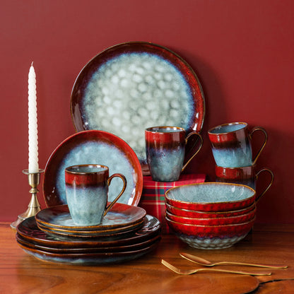 vancasso 16/32/48 Piece Starry Dinner Set,Kiln Change Glaze Tableware Dinner Service with Dinner Plate,Dessert Plate,Bowl,Mug